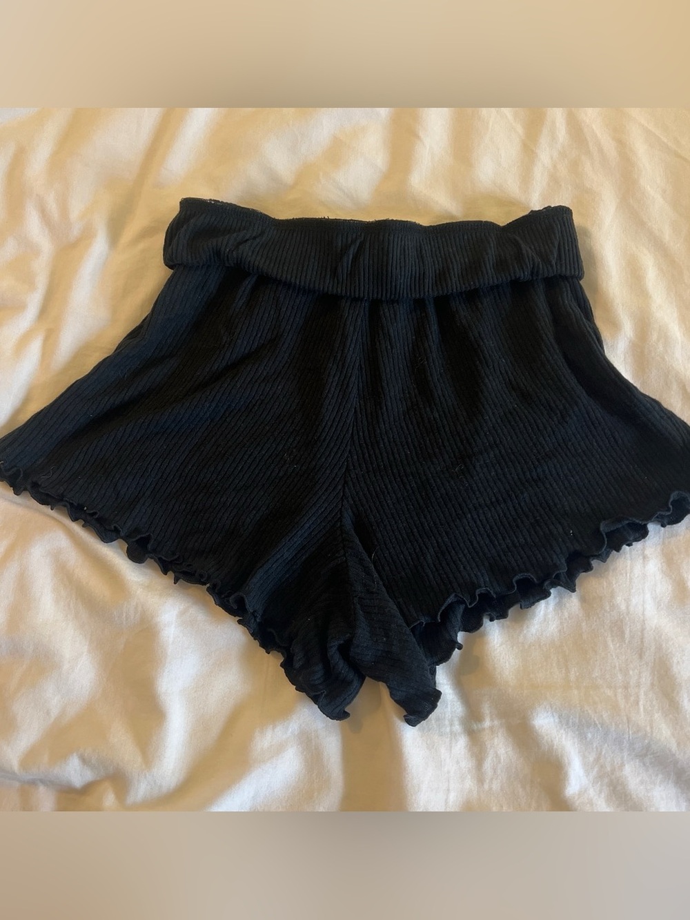 Roxy Black Ribbed High-Waist Lounge Shorts